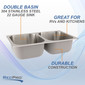 Double Stainless Steel RV Sink 27" x 16" x 7" 304SS