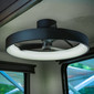 RV Ceiling Fandelier with 12V LED Lighting Matte Black