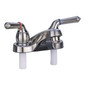 Brushed nickel faucet.