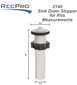 White RV sink drain stopper measurements.