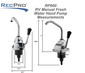 Manual RV hand pump faucet measurements.