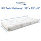 RV Twin Mattress - 39" x 75" x 8" Thick Memory Foam Gel Infused Cooling Layer