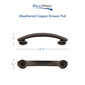 3 3/4" Drawer Pull Weathered Copper - 5 Pack