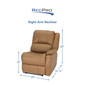 Right Arm Recliner Modular RV Furniture Zero-Wall Hugger Reclining Luxury Lounger