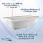Resists damage from chemical cleaners. Strengthening support ribs. Leak prevention with molded-in drain threads.