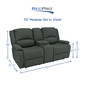RecPro Charles 70" Double RV Wall Hugger Recliner Sofa with Console in Cloth