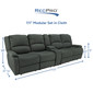 RecPro Charles 111" Quad Wall Hugger RV Recliner Sofa with Two Drop Down Consoles & Cup Holder Console in Cloth