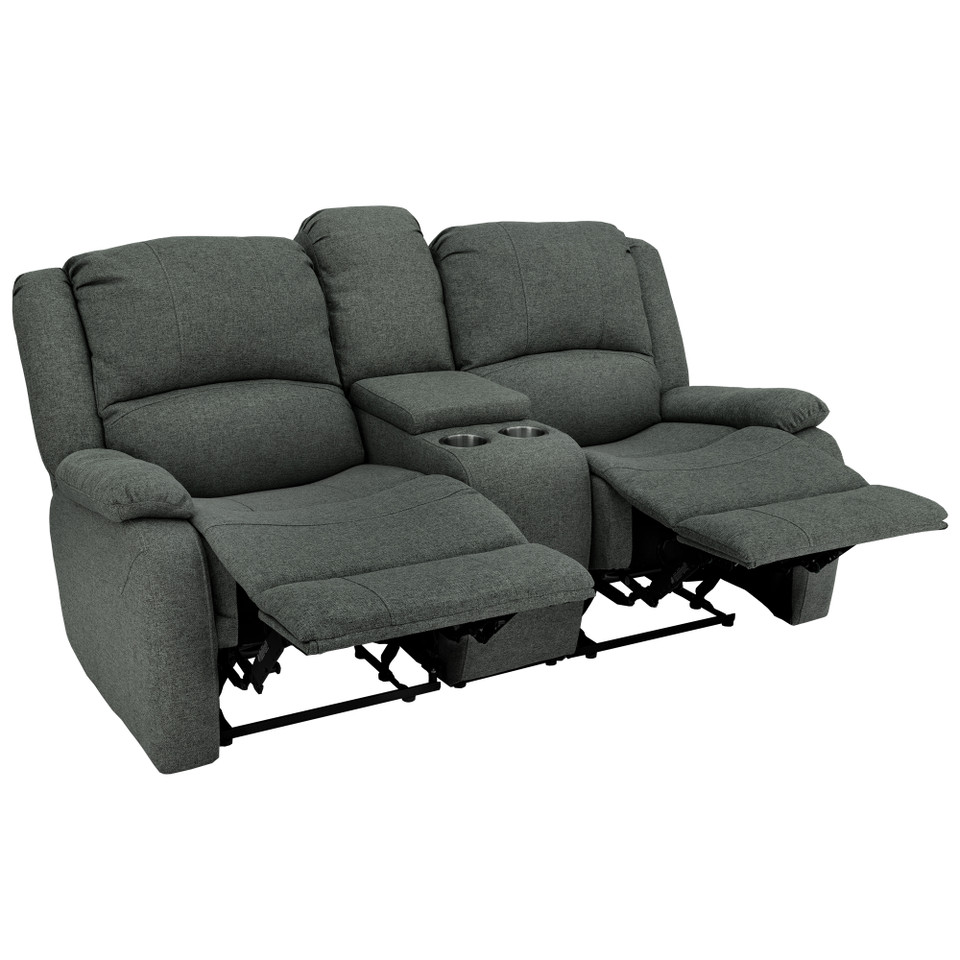 RecPro Charles 70" Double RV Wall Hugger Recliner Sofa with Console in