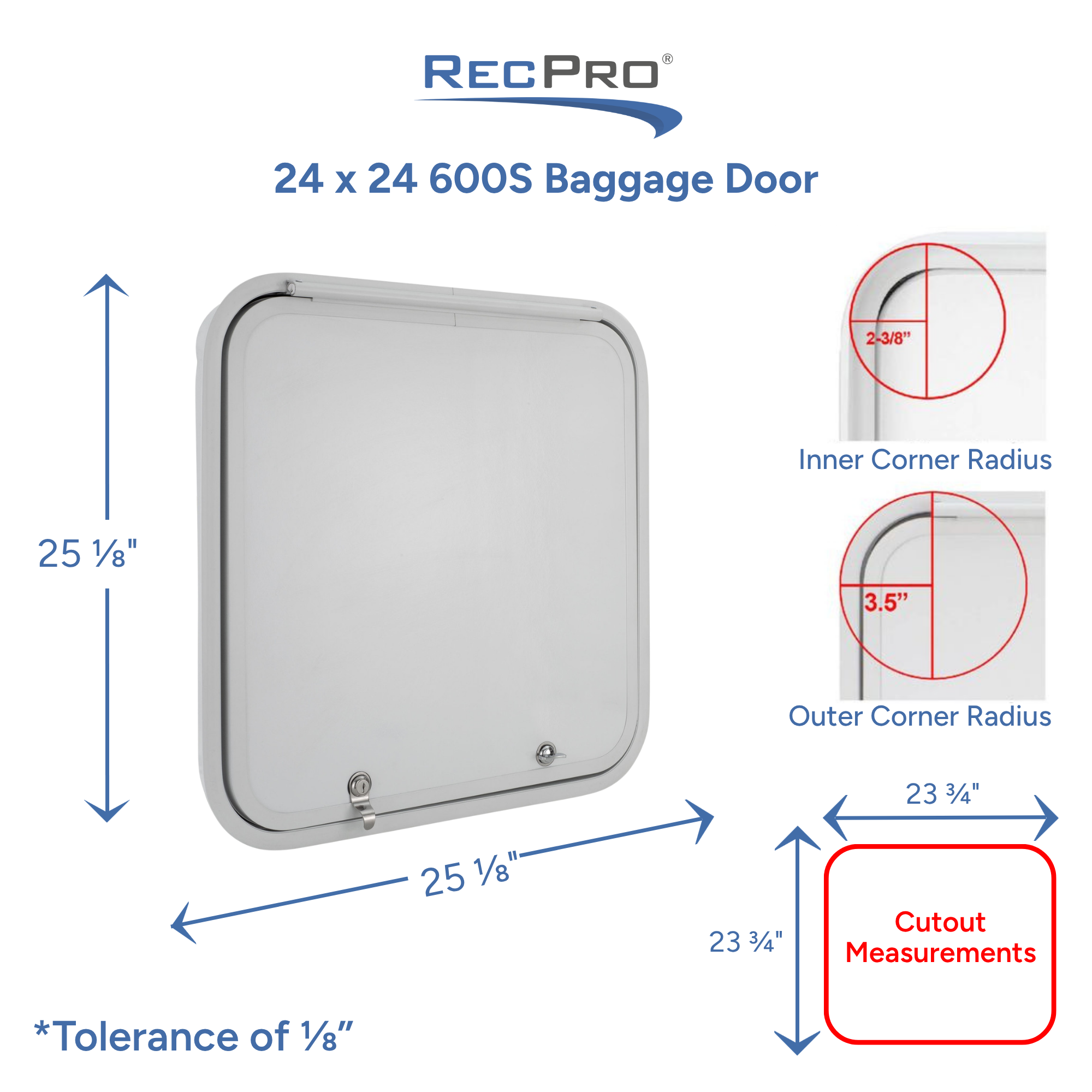 White Hinged Service Storage Compartment Door – 592 X 319mm For Caravan, Motorhome, Boat, Truck