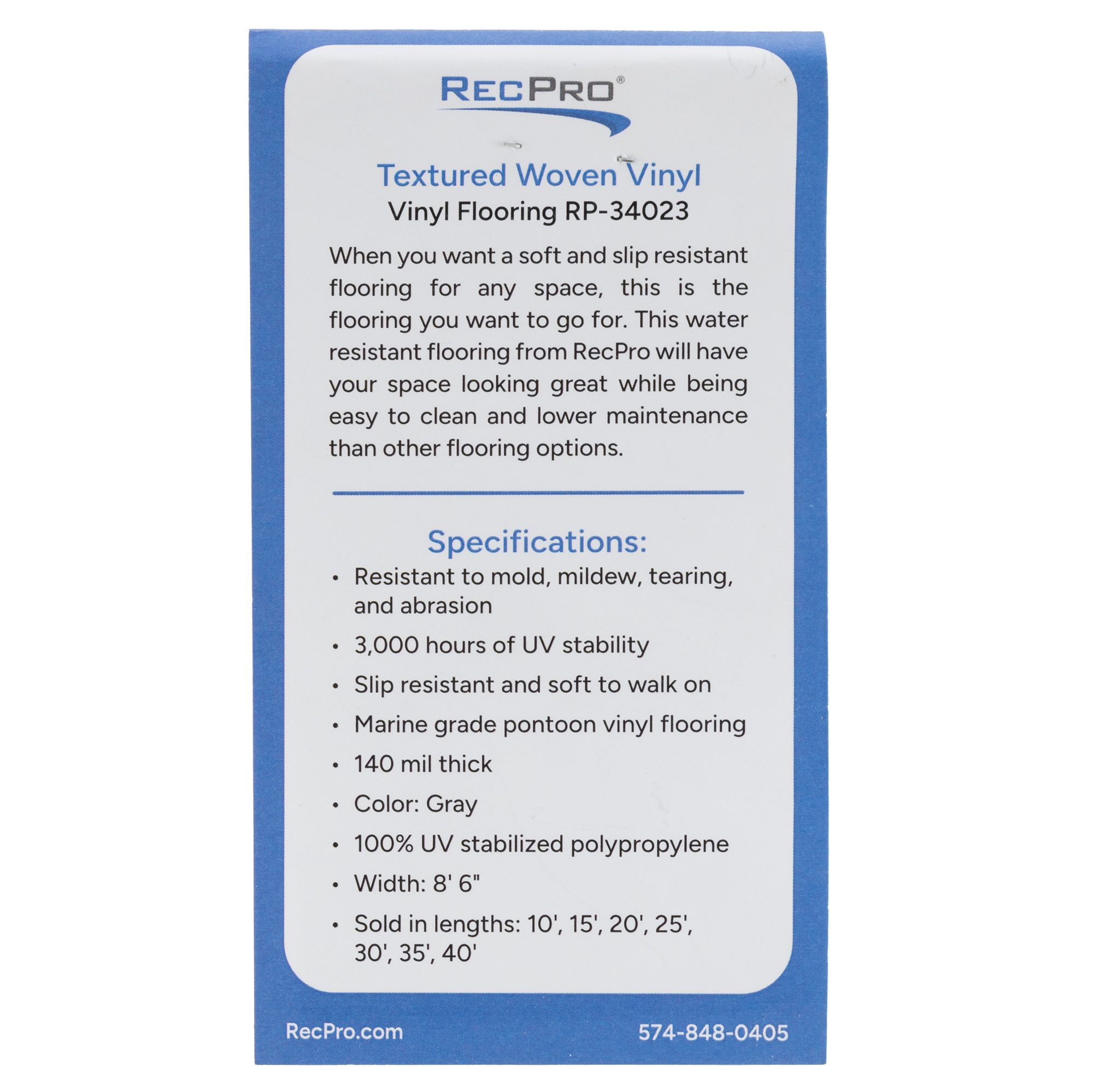 RV Woven Vinyl Thatch Flooring Gray Sample - RecPro