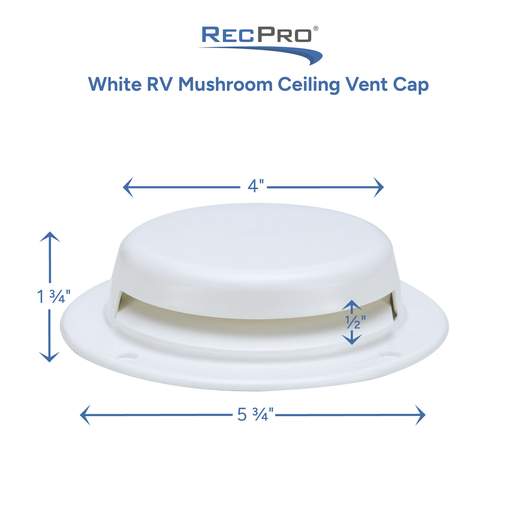 White RV Mushroom Ceiling Vent Cap Measurements 
