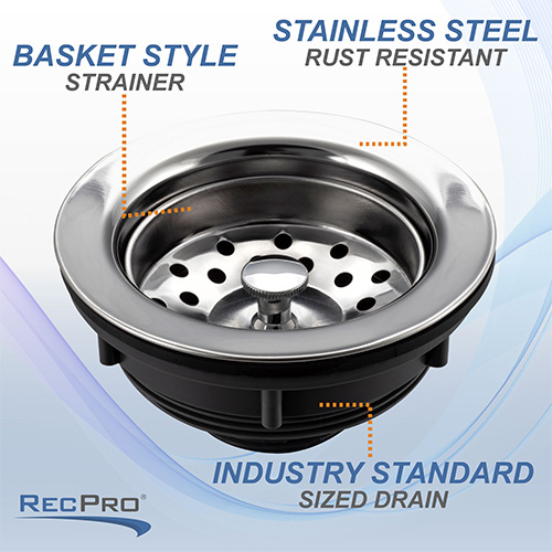 RV Sink Basket Strainer Stainless Steel 3 1/2 - RecPro