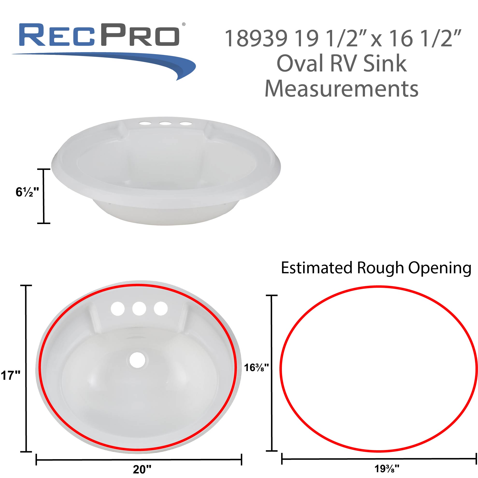 25 x 19 Composite RV Sink - Double Basin - RecPro