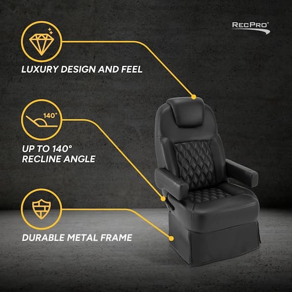 luxury design and feel, up to 140 degree recline angle, durable metal frame