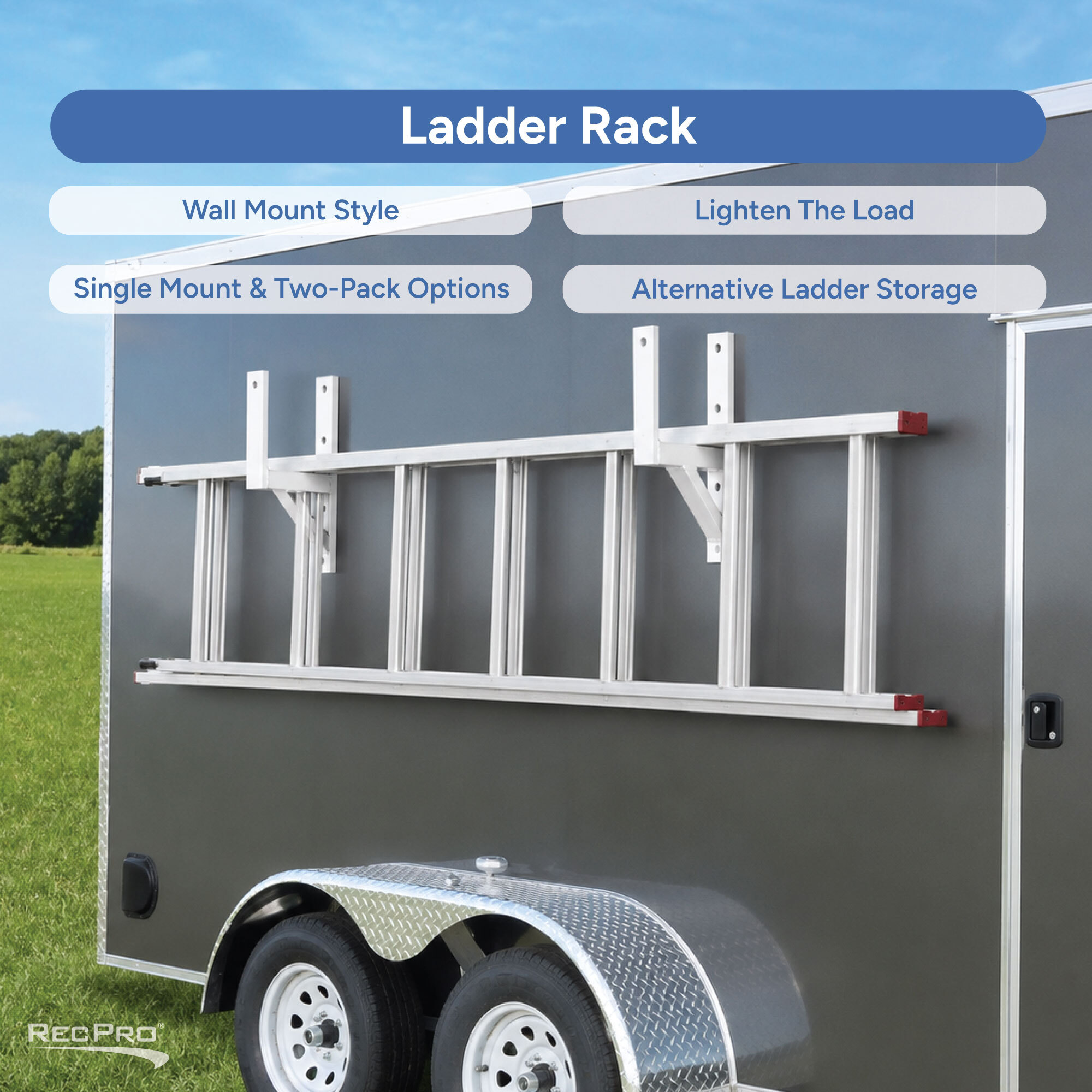 Ladder Rack Wall Mount Style, Lighten the Load, Single Mount & Two-Pack Options, Alternative Ladder Storage 