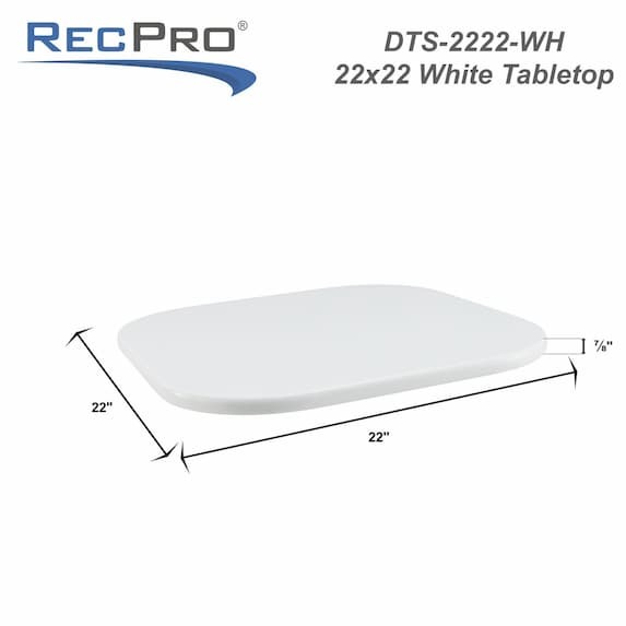 table measurements: 22" W x 22" H x 7/8" D