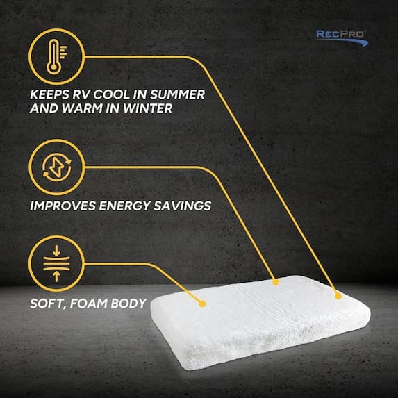keeps rv cool in summer and warm in winter, improves energy savings, soft foam body