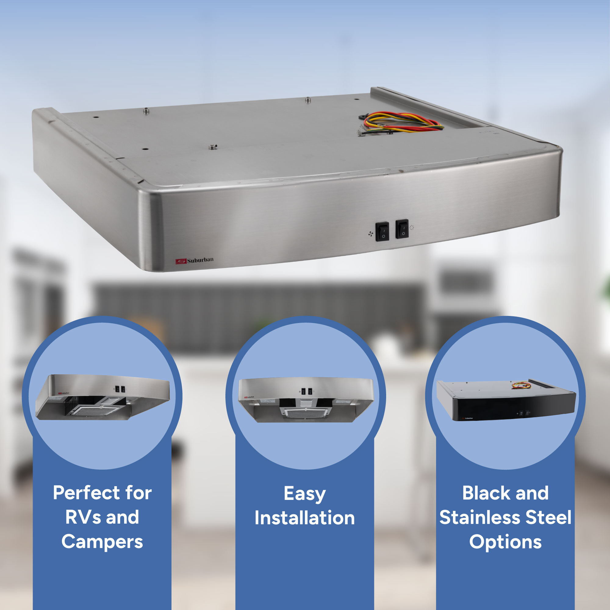 Perfect for RVs and Campers, Easy Installation, Black and Stainless Steel