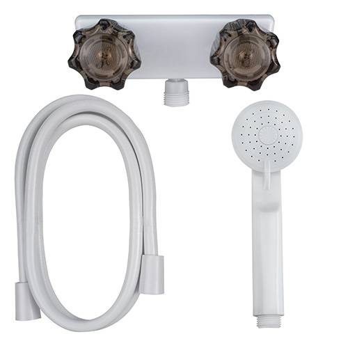 4 inch diverter faucet with shower head and hose.