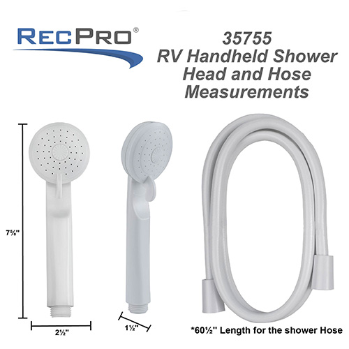 RV handheld shower head and hose measurements. RV handheld shower head and hose measurements.