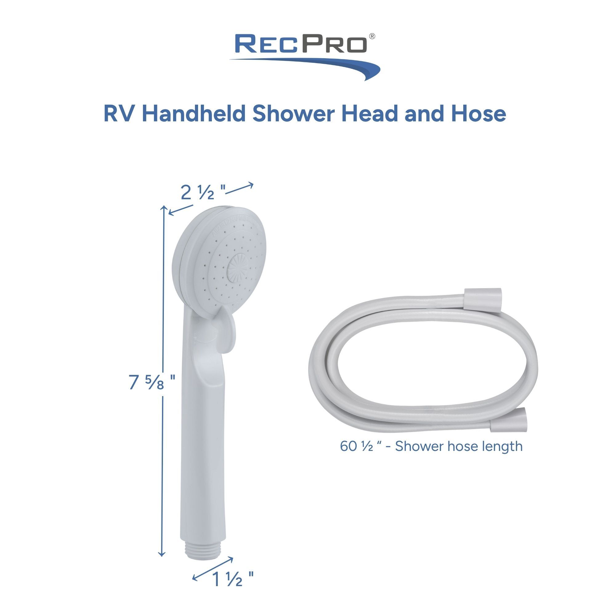 RV Handheld Shower Head and Hose Measurements RV Handheld Shower Head and Hose Measurements