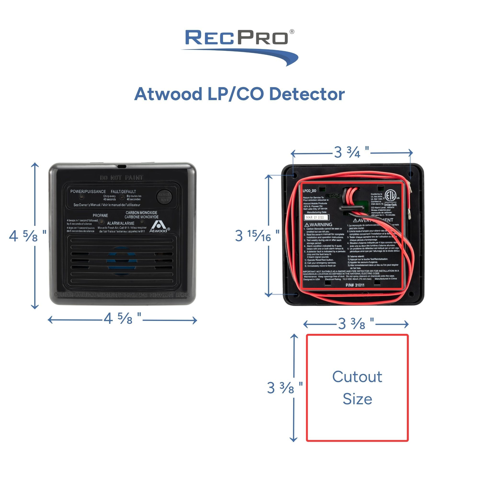 Atwood LP/CO Detector Measurements Atwood LP/CO Detector Measurements