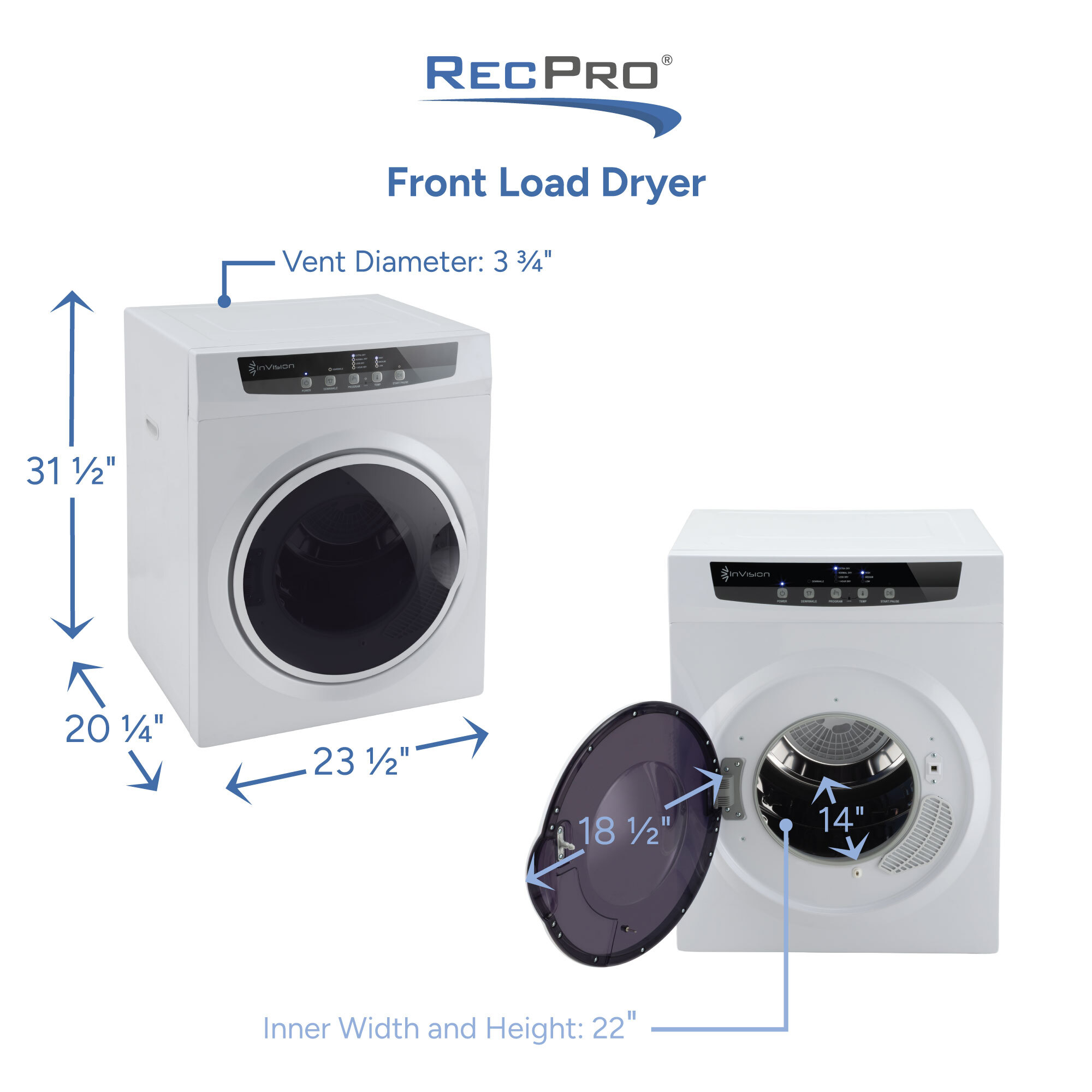 Front Load Dryer Measurements 