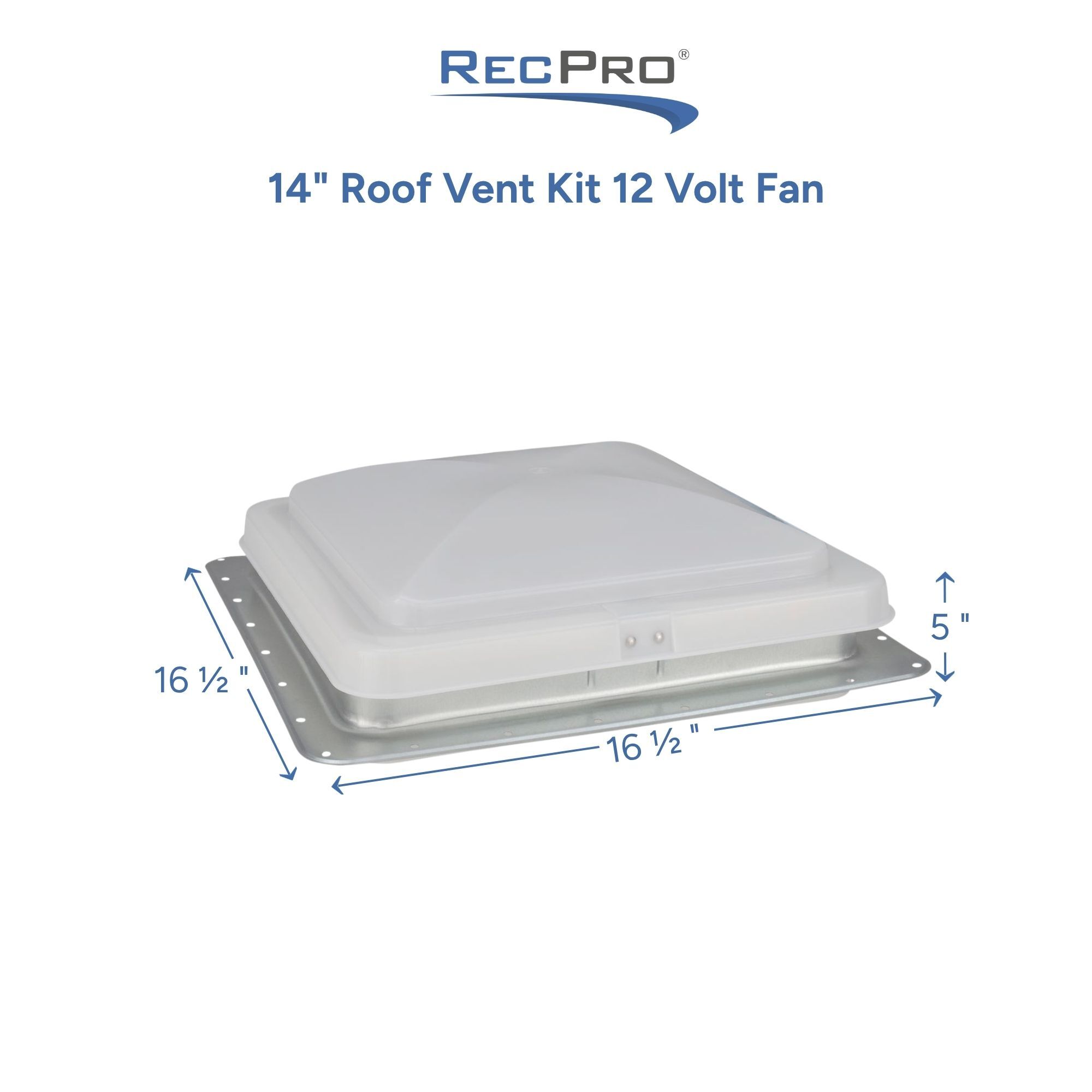 14" Roof Vent Kit 12 Volt Fan Measurements 