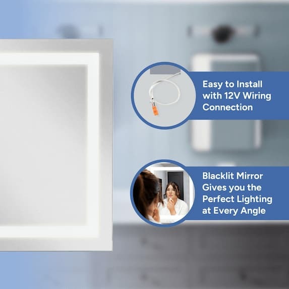 Easy to install with 12V wiring connection, backlit mirror gives you the perfect lighting at every angle