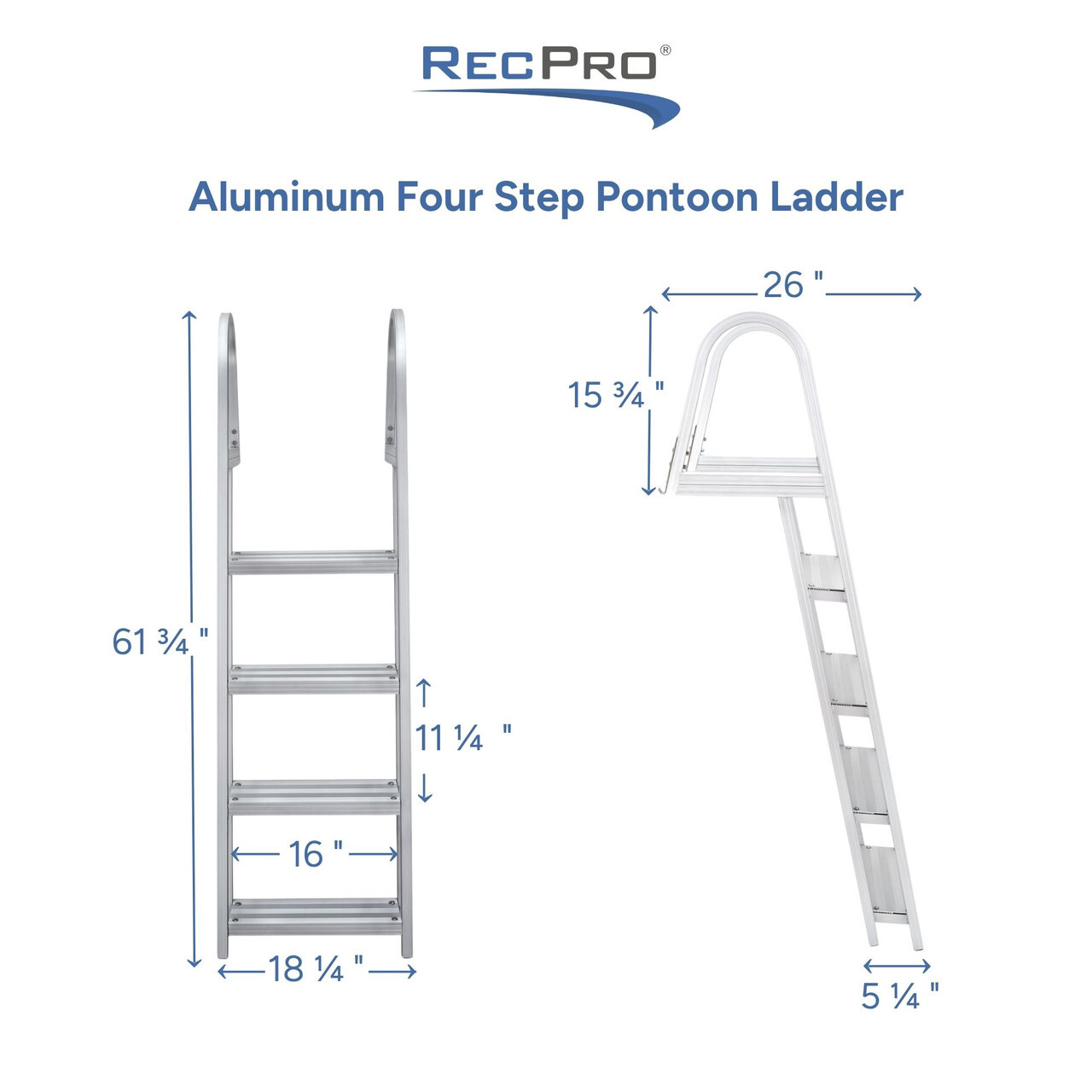 Aluminum Four Step Pontoon Ladder Measurements 