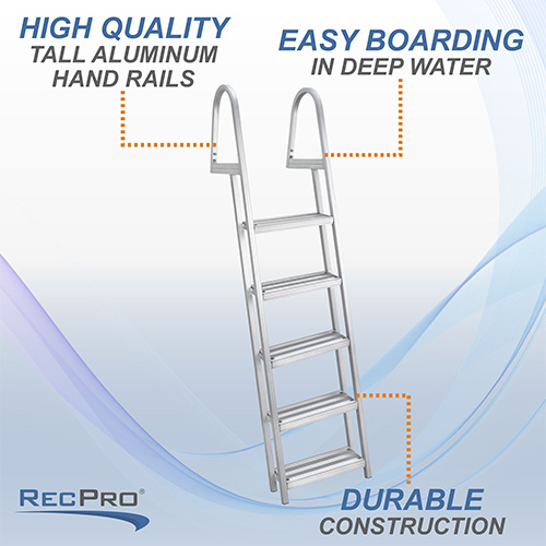 AL-A5 Aluminum Five Step Angled Dock Ladder - RecPro