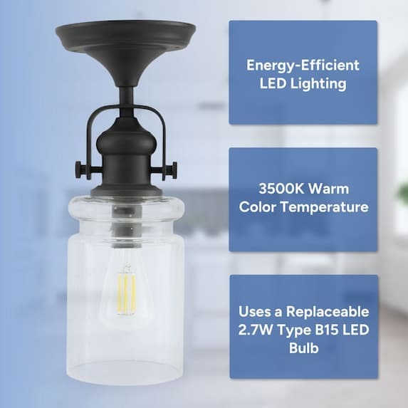 energy-efficient, 3500K Warm Color Temperature, Uses a Replaceable 2.7W Type B15 LED Bulb