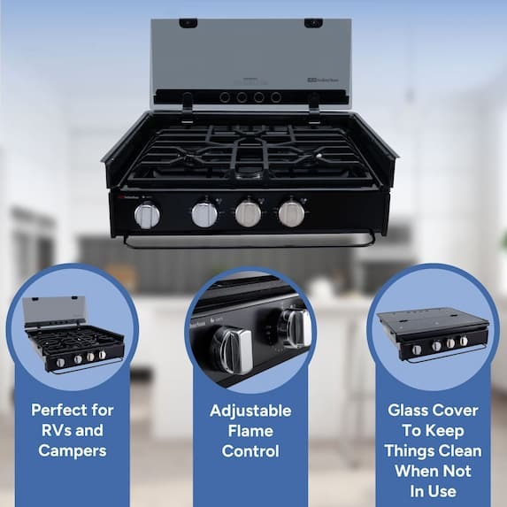 3639A Perfect for RVs, Adjustable Flame Control, Glass Cover