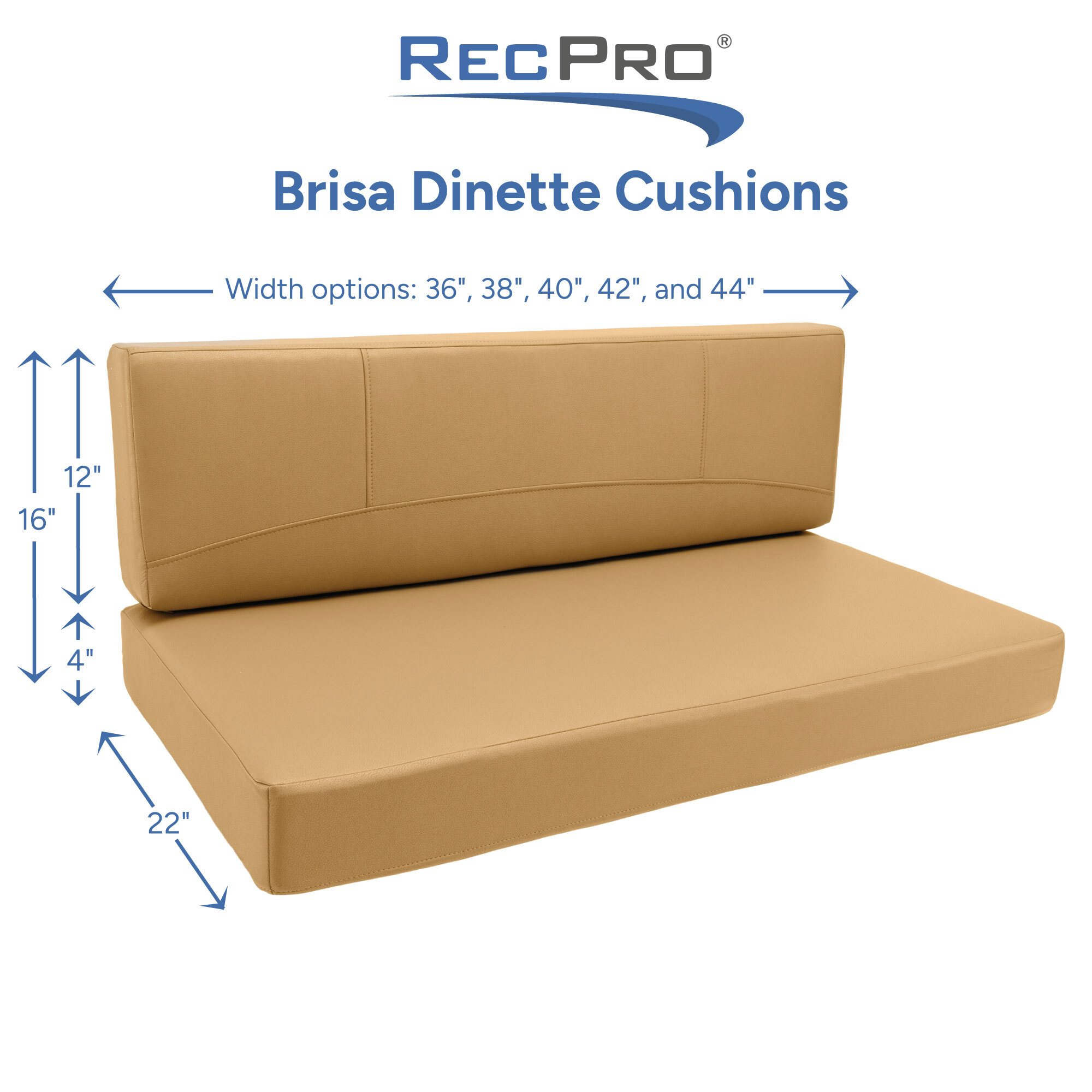 Brisa Dinette Cushions Measurements