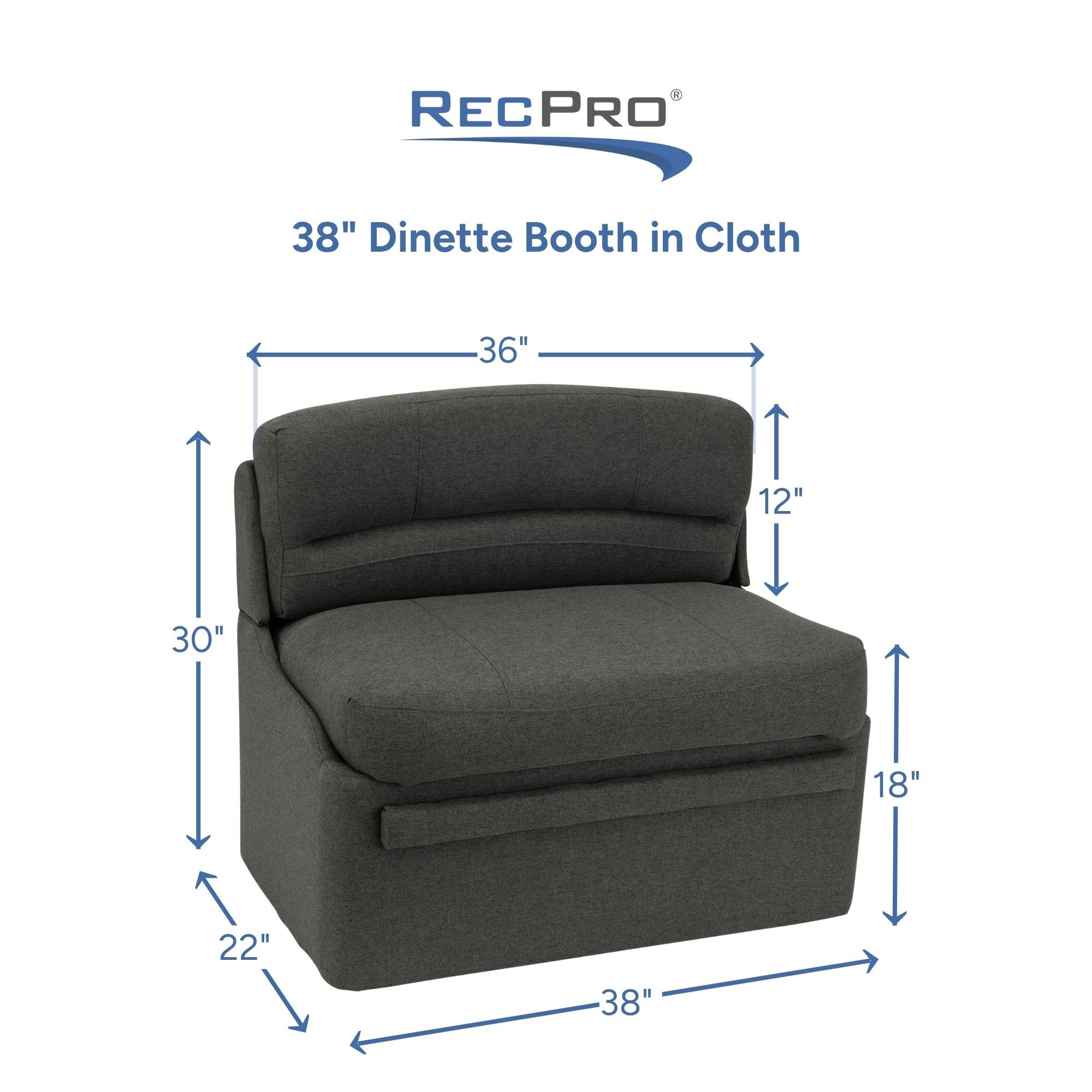 38" Dinette Booth in Cloth Measurements 38" Dinette Booth in Cloth Measurements