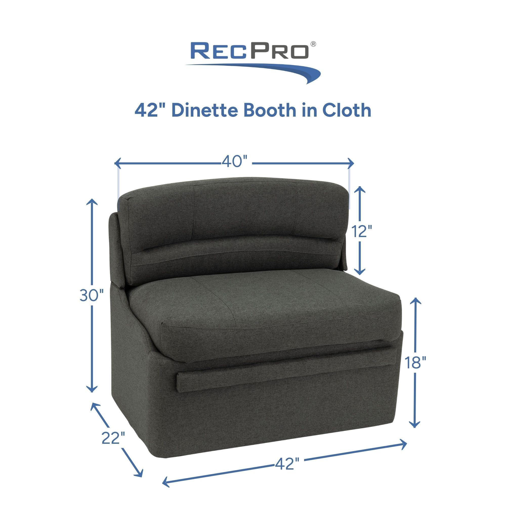 42" Dinette Booth in Cloth Measurements 42" Dinette Booth in Cloth Measurements