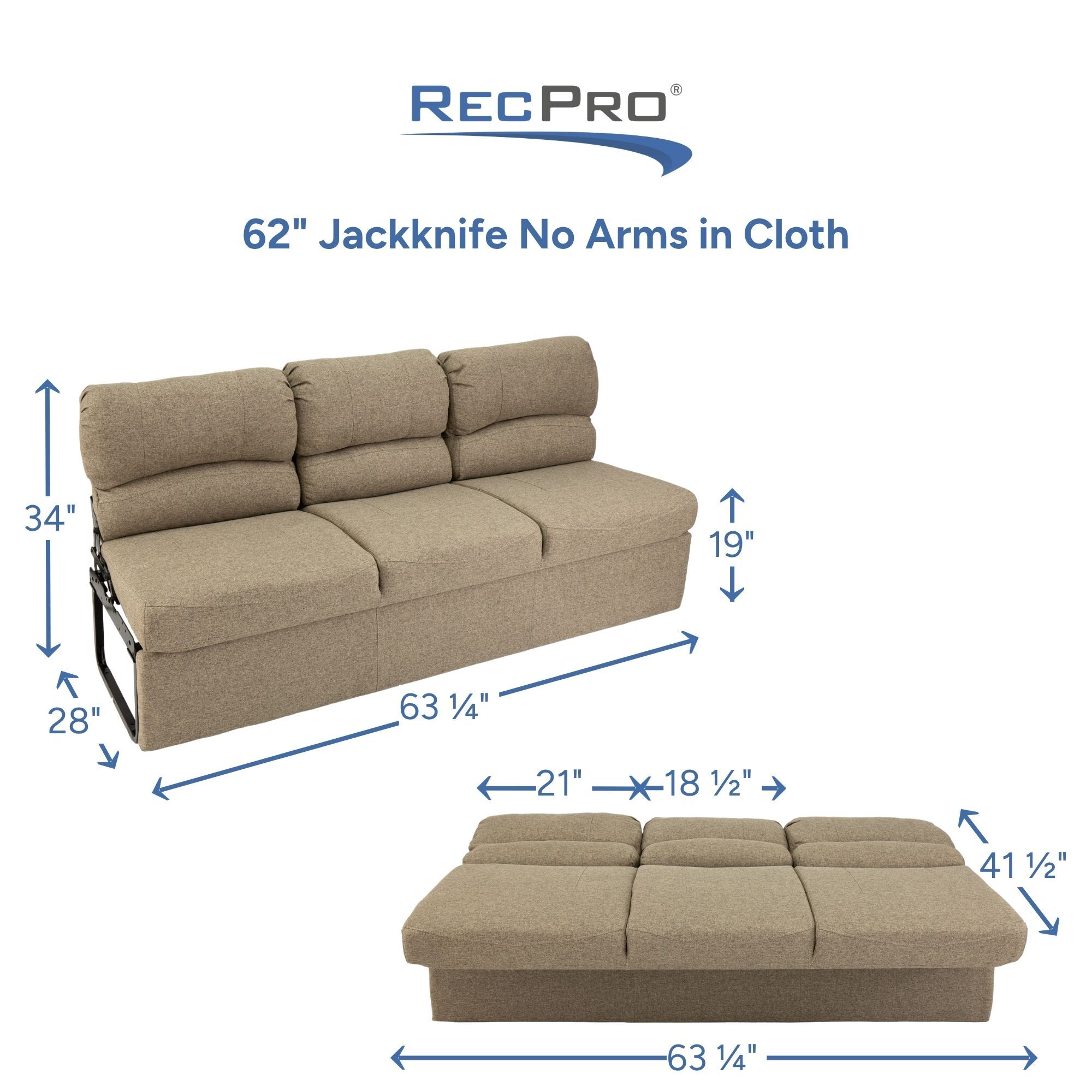 62" Jackknife No Arms in Cloth Measurements