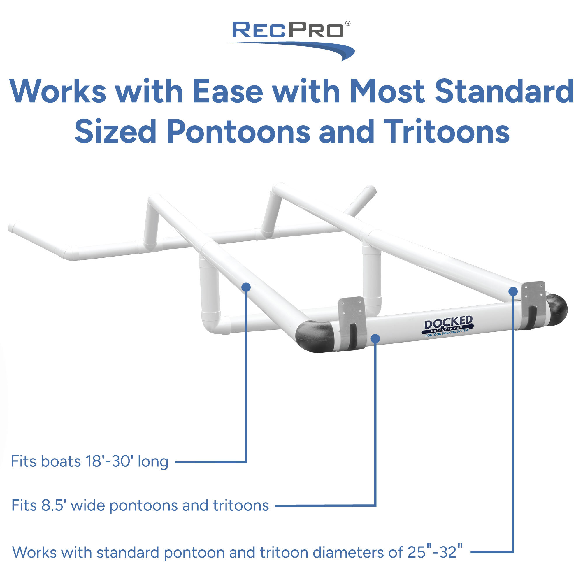 Works with Ease with Most Standard Sized Pontoons and Tritoons Works with Ease with Most Standard Sized Pontoons and Tritoons