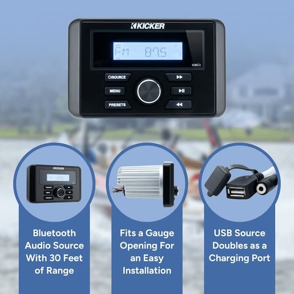 bluetooth audio, fits a 3" opening, usb source