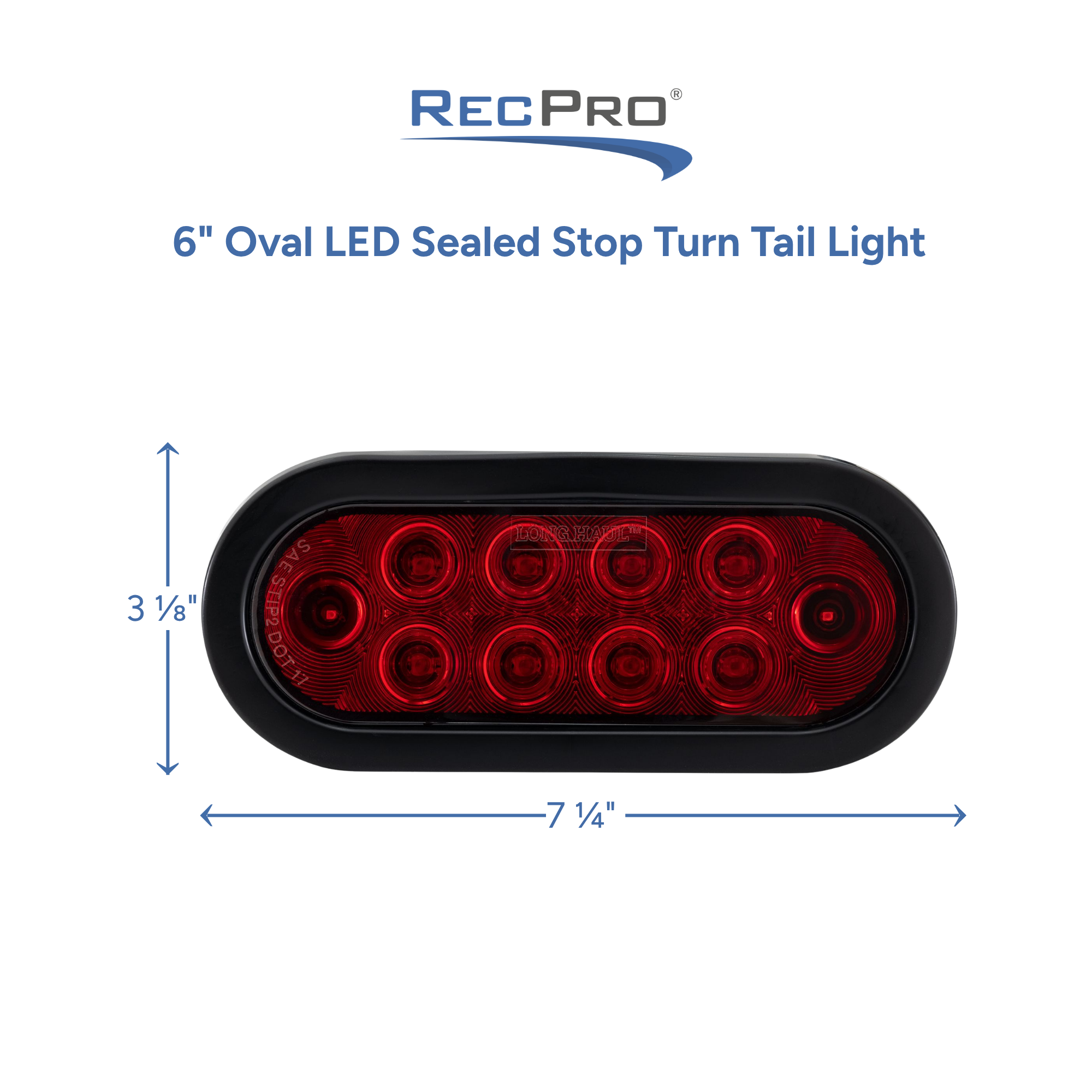 6" Oval LED Sealed Stop Turn Tail Light Measurements 6" Oval LED Sealed Stop Turn Tail Light Measurements