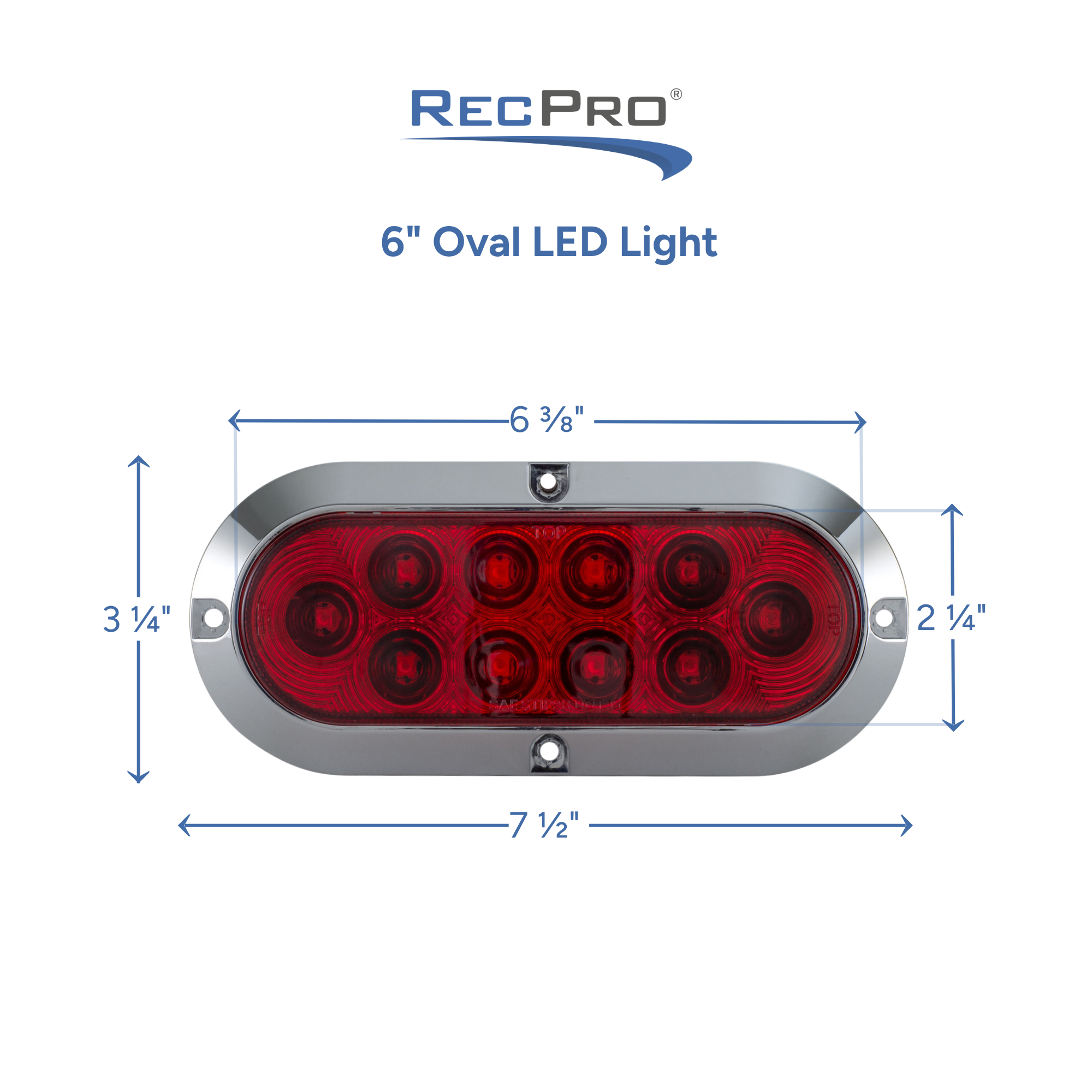 6" Oval LED Light Measurements 6" Oval LED Light Measurements