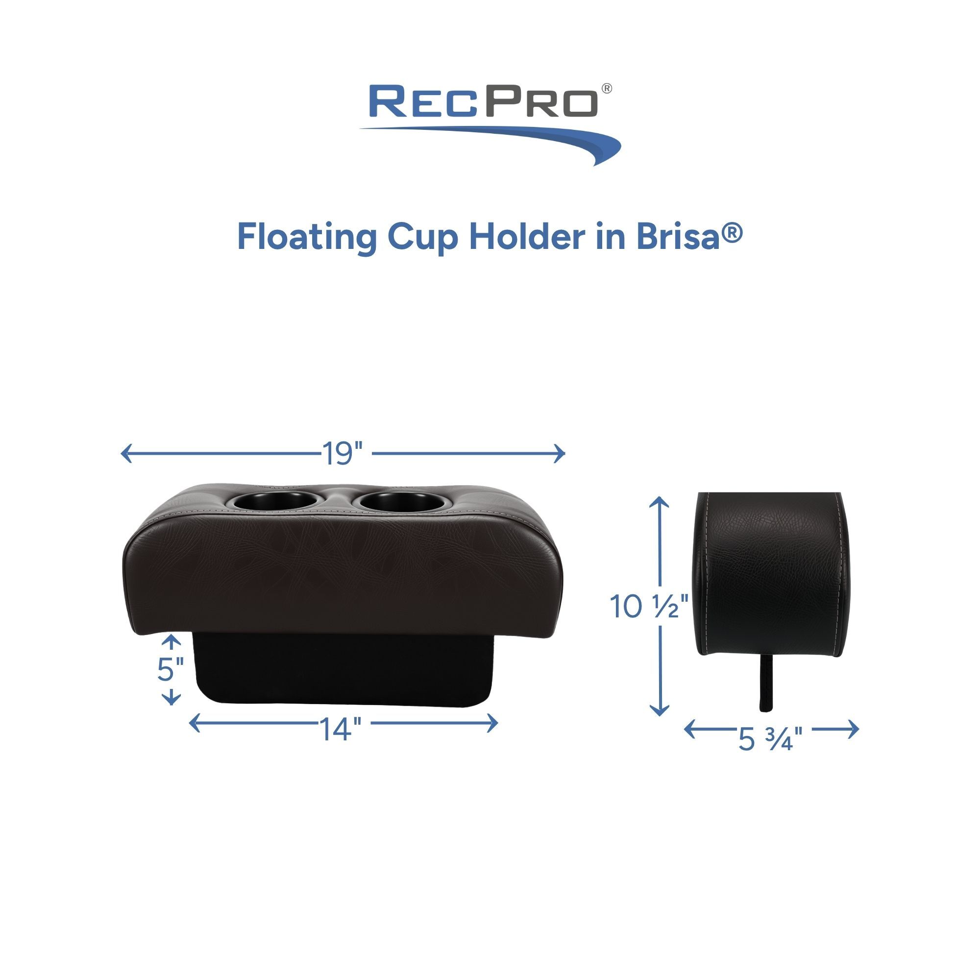 Floating Cup Holder in Brisa Measurements Floating Cup Holder in Brisa Measurements