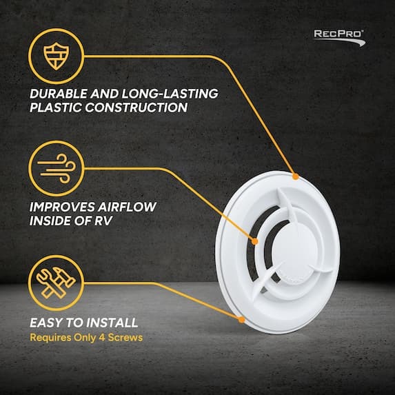 durable and long-lasting plastic construction, improves airflow inside of rv, easy to install