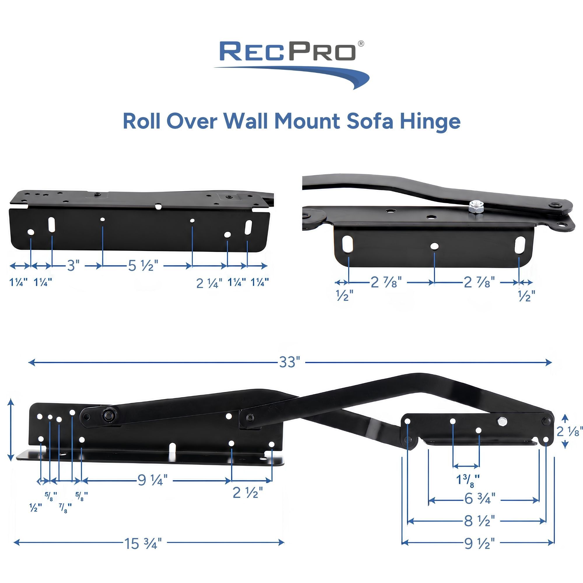 Roll Over Wall Mount Sofa Hinge Measurements