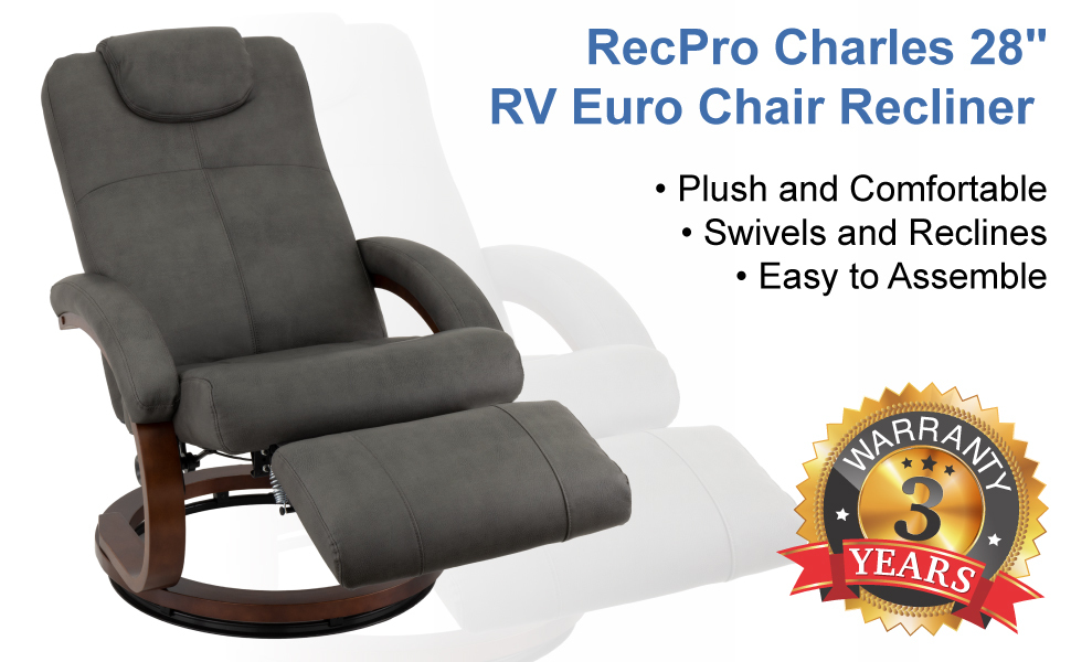 plush and comfortable, swivels and reclines, easy to assemble