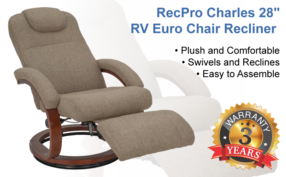 plush and comfortable, swivels and reclines, easy to assemble