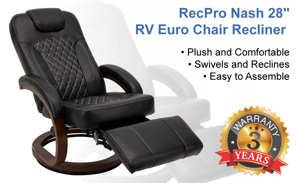 plush and comfortable, swivels and reclines, easy to assemble