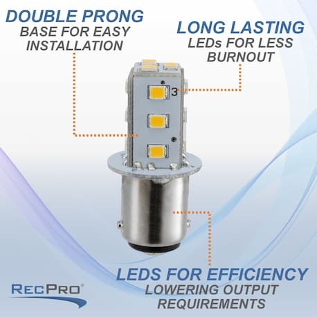 double prong base, long lasting, LEDS for efficiency