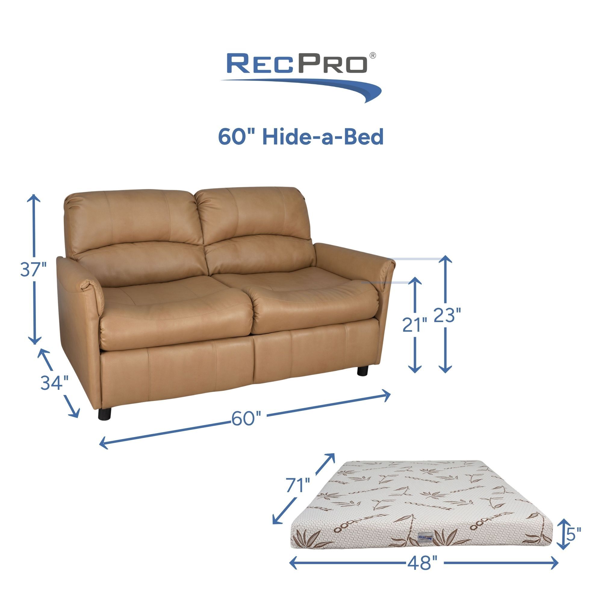 60" Hide-a-Bed Measurements 60" Hide-a-Bed Measurements