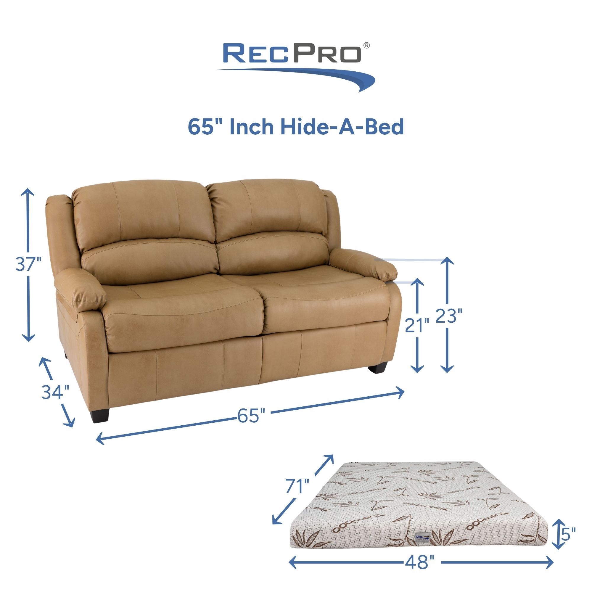 65" Hide-A-Bed Measurements 65" Hide-A-Bed Measurements
